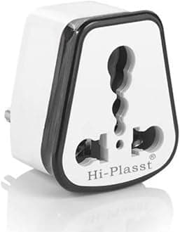 HI PLASST PINS N PLUGS HI-PLASST Hard PVC 5 to 15 Ampere Converter Socket for Big Size 16 Ampere Top with Universal Sockets for International (Black, 2)