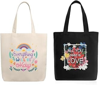 Cotton Canvas Printed White/Black Vertical Women Tote Bag | 300 GSM Cloth |100% Organic Cotton | Shopping/Grocery Bag | Multi-Purpose Bag | Reusable