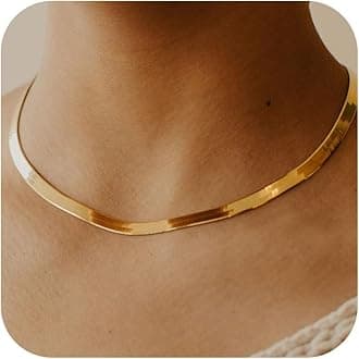 DEARMAY 14K Gold Filled Chain Necklace for Women Dainty Gold Herringbone Choker Necklaces for Women Thin Chunky Thick Layered Paperclip Rope Snake Chain Necklaces for Teen Girl Gifts