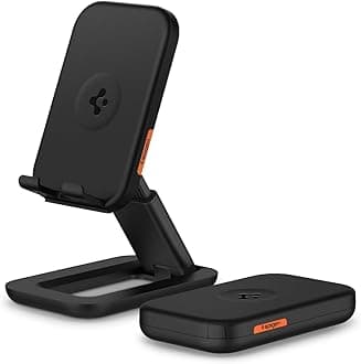 Spigen Universal Cellphone Stand [Pouch Included], Adjustable Foldable Phone Holder for Travel, Desk, Designed for iPhone 17 16 15 14 13 17e Samsung S26 S25 Pixel 10 10a 9 iPad Nintendo Switch - Black