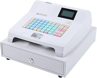 Electronic Cash Register with 48 Keys Keyboard & 12V Cash Drawer & Thermal Printer for Small Businesses,8 Digital LED Customer Display
