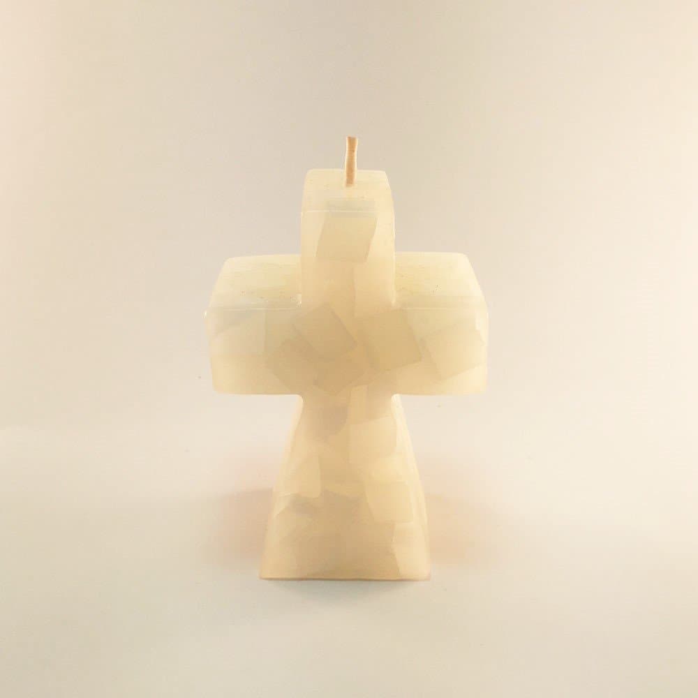 Candles Single Wick White Chunks Handmade Decorative Cross. Holiday Present. Christmas Gift. Hand Poured in Costa Rica. Candelicious.