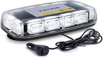 Xprite Upgraded 12" 72LED Rooftop Mini Strobe Lights, Emergency Safety Flashing Beacon Light Bar with Magnetic Base for 12V-24V Construction Vehicles, Trucks, Snow Plow, Postal Car (White)