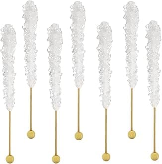 Fruidles White Rock Candy Lollipops Pops Candy Suckers, Color and Flavor Assortment, 6.5" (6-Pack)