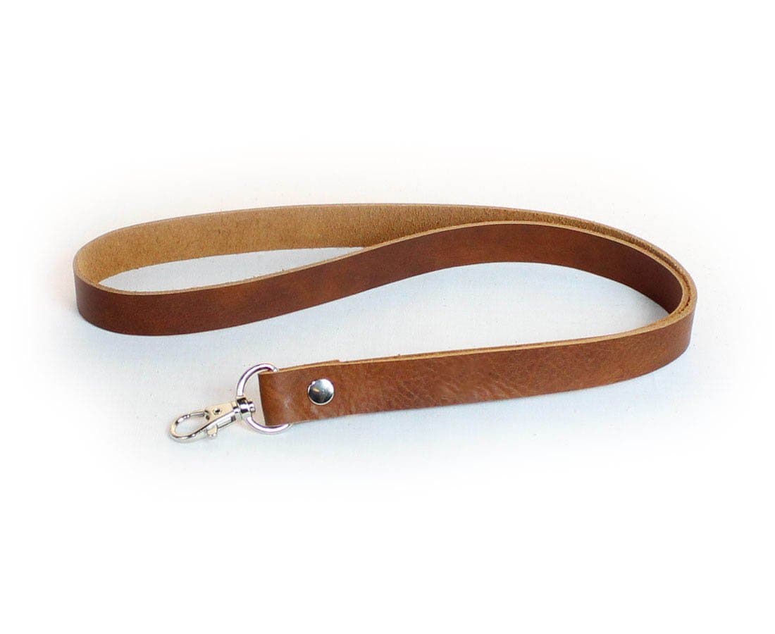 Brown Full Grain Leather Lanyard for ID Holder