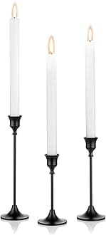 Nuptio 3 Pcs Black Candlestick Holders Taper Candles Holder Candle Stick Holder for Dining Table Halloween Candle Holders for Tapered Candles Decorative Centerpiece for Christmas Party Housewarming