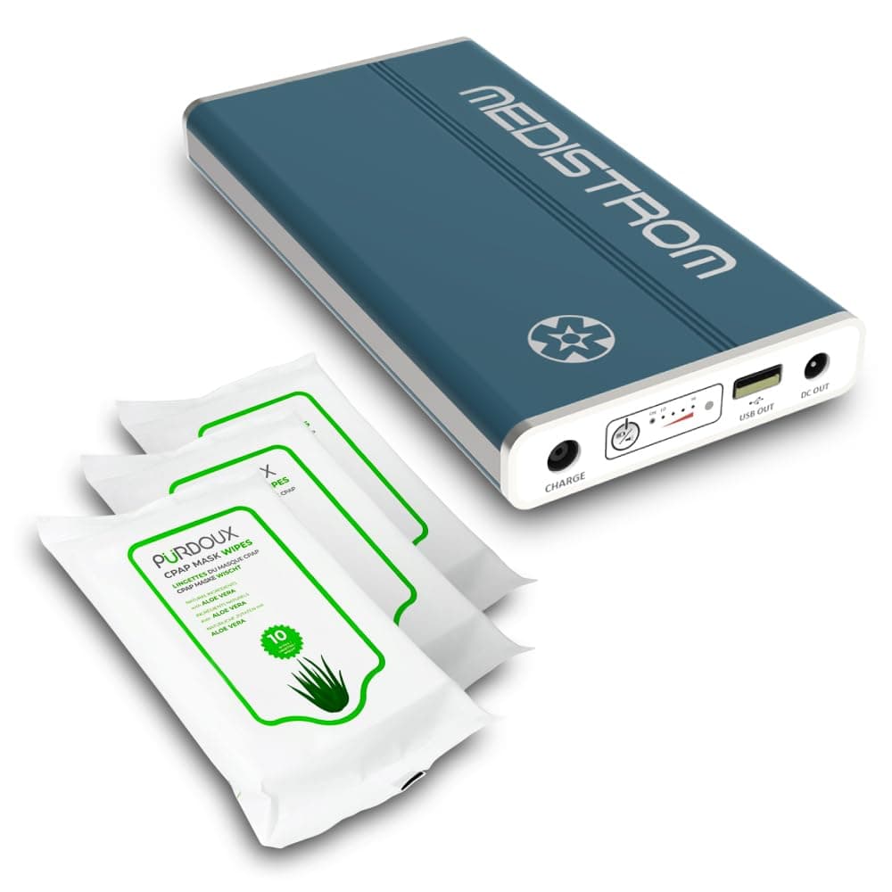 - Bundle: Medistrom Pilot 24 Lite with 3 Pack Travel CPAP Wipes - 95Wh CPAP Battery Backup Power Supply for CPAP Machine - Camping Power Bank - Lightweight Portable Battery - TSA Approved CPAP Battery