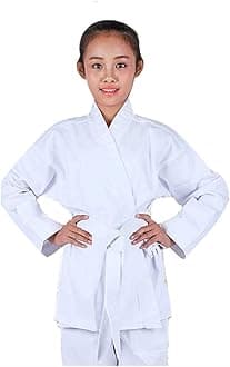 Karate Uniform for Kids and Adult, Lightweight Karate Gi Student Uniform with Belt for Martial Arts training - White
