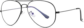 HJSTES Clear Lens Aviator Glasses Blue Light for Women Men Classic Pilot Frame Non-prescription Eyeglasses