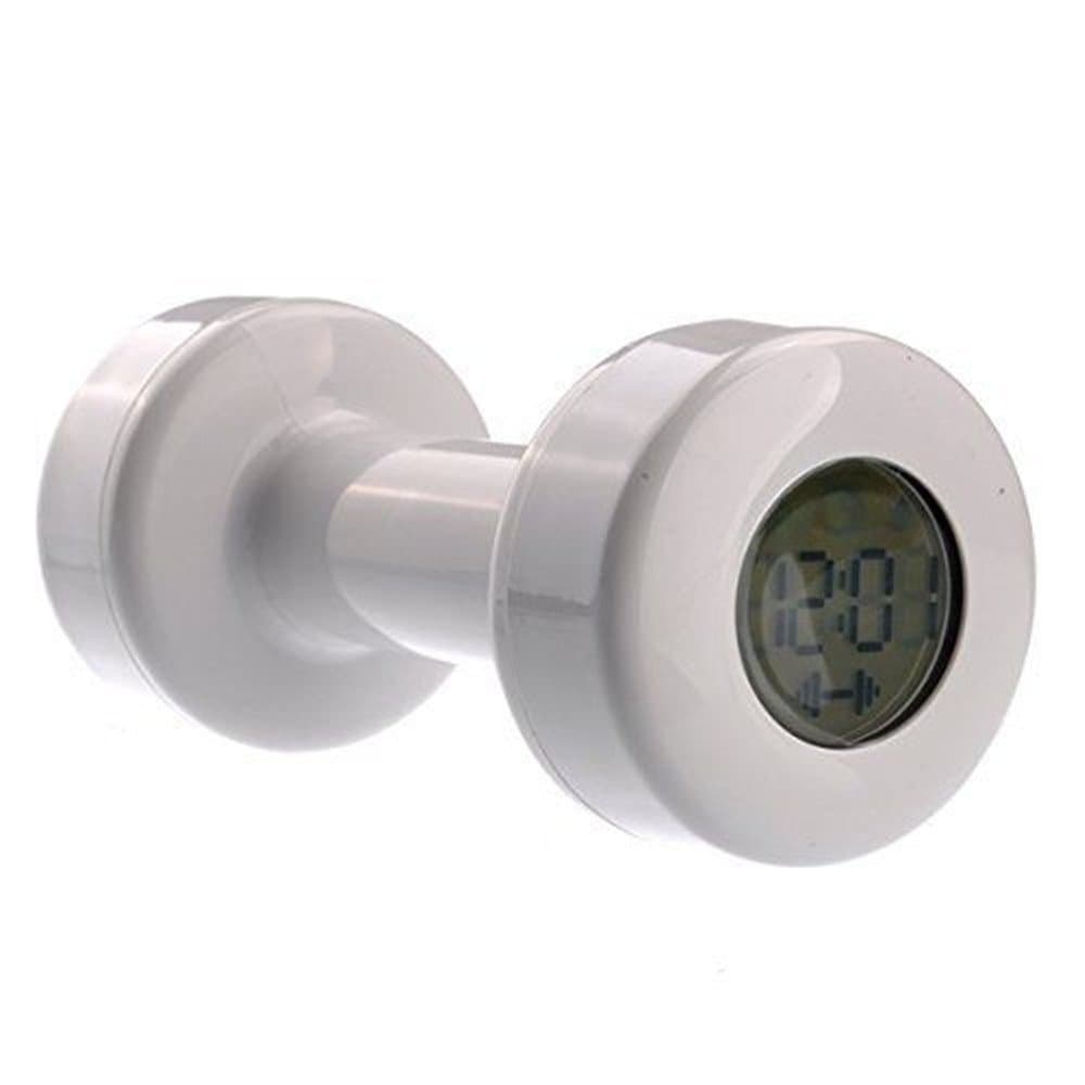eSmart Shape Up Dumbbell Alarm Clock Barbell Clock Work Out Buddy, White