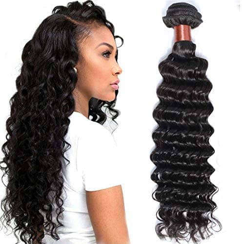 Brazilian Virgin Hair Deep Wave Bundles One Bundle Unprocessed Virgin Human Hair Extension Deep Curly Hair Weave Natural Color(26 Inch)