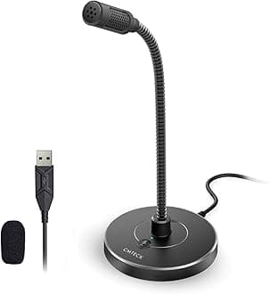 CMTECK USB Computer Microphone G009, Noise-Cancelling Recording Desktop Mic for PC/Laptop for Online Chatting, Home Studio, Podcasting, Gaming, Skype, YouTube with Mute Function(Windows/Mac)
