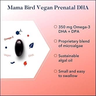 Best Nest Wellness Mama Bird Vegan Prenatal DHA - Brain & Eye Support Supplement for Baby - Vegan Prenatal Supplement with Algae DHA - Nutritional Supplement for Mom - 60 Softgels