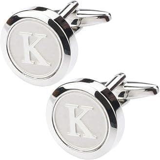 Dannyshi Mens Classic Stainless Steel Initial Cufflinks 26 Alphabet Initial Letter Cufflinks Business Shirts A-Z