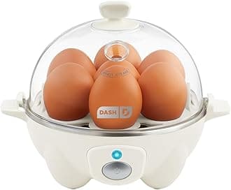 DASH Rapid Egg Cooker: 7 Egg Capacity Electric Egg Cooker for Hard Boiled Eggs, Poached Eggs, Scrambled Eggs, or Omelets with Auto Shut Off Feature - Cream