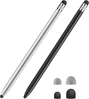 2 Pack Stylus Pens for Touch Screens, High Sensitivity Precision Capacitive Stylus Pen Compatible with iPad iPhone Samsung Tablets All Universal Touchscreen Devices with 4 Rubber Tips (2 Colors)