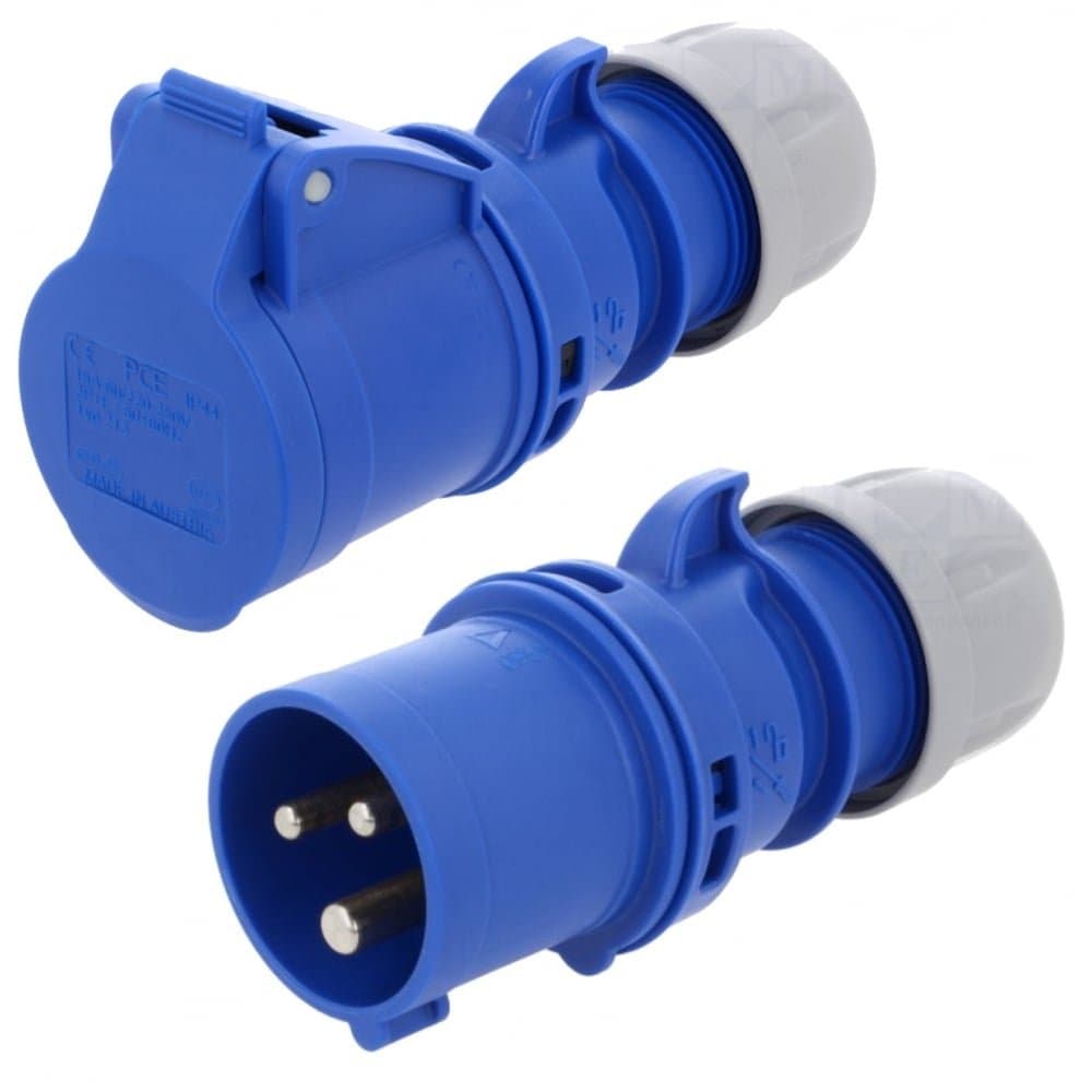 16 Amp 240v Site Trailing Plug & Socket 230v 16a 3 Pin 240 Volt Blue Hook Up 1X 3001655 1X 3001678
