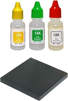 JSP 10k/14k/18k Gold Test Acid Solutions Tester Kit Detect Metals Scrap Jewelry + PRO 2x2 Testing Stone by JSP/PuriTEST