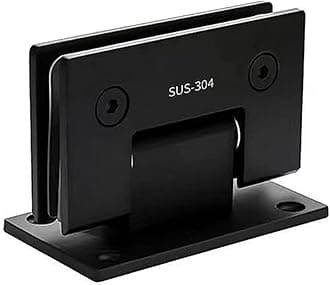 Heavy Duty 90 Degree Glass Door Cupboard Showcase Cabinet Clamp Glass Shower Doors Hinge Replacement Parts Wall-to-Glass (Black)