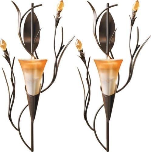 2 Set Dawn Lily Wall Sconce Candle Holder :New