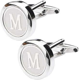 Dannyshi Men's Classic Stainless Steel Initial Cufflinks 26 Letters Business Wedding Shirts A-Z