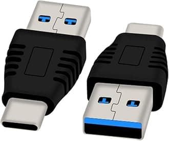 Type-C Male to USB3.0 Male Adapter，USB C to USB A 5G 3A Converter, USB 3.1 AM to CM Support Data Synchronization and Charging, Suitable for Mobile Phones, Computers,2-Pack