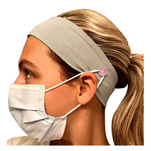 Button Headband Ear Protection Holder -Protect Your Ears With Headband Multifunctional Hair Band Hair Hoop Friends Gifts (Beige)