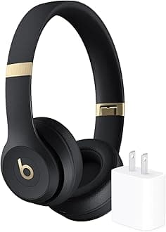 Beats Solo 4 Wireless Headphones with 20W Power Adapter - Black & Gold