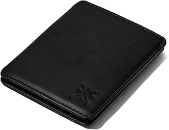 CLOUD Wallet Slim Minimalist — Magnetic Closure, Lightweight Design, Quick Access Pull Tab - Top Grain Leather Front Pocket Wallet (Black)