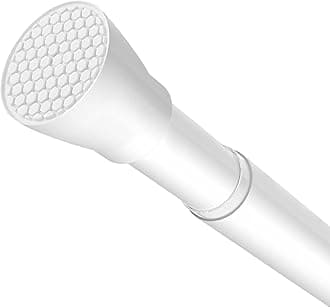 Shower Curtain Rod White Tension Rod 45 to 77 Inch Spring Curtain Shower rod Non Slip 1pcs for Windows No Drilling Adjustable Tension Rods of Curtain Window Closet Kitchen