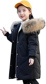 Girls Padded Winter Coat Kids Girls Hooded Quilted Jacket Teen Girls Puffy Coats with Hood Warm School Outerwear with Pockets for Girls Age 7-16 Years