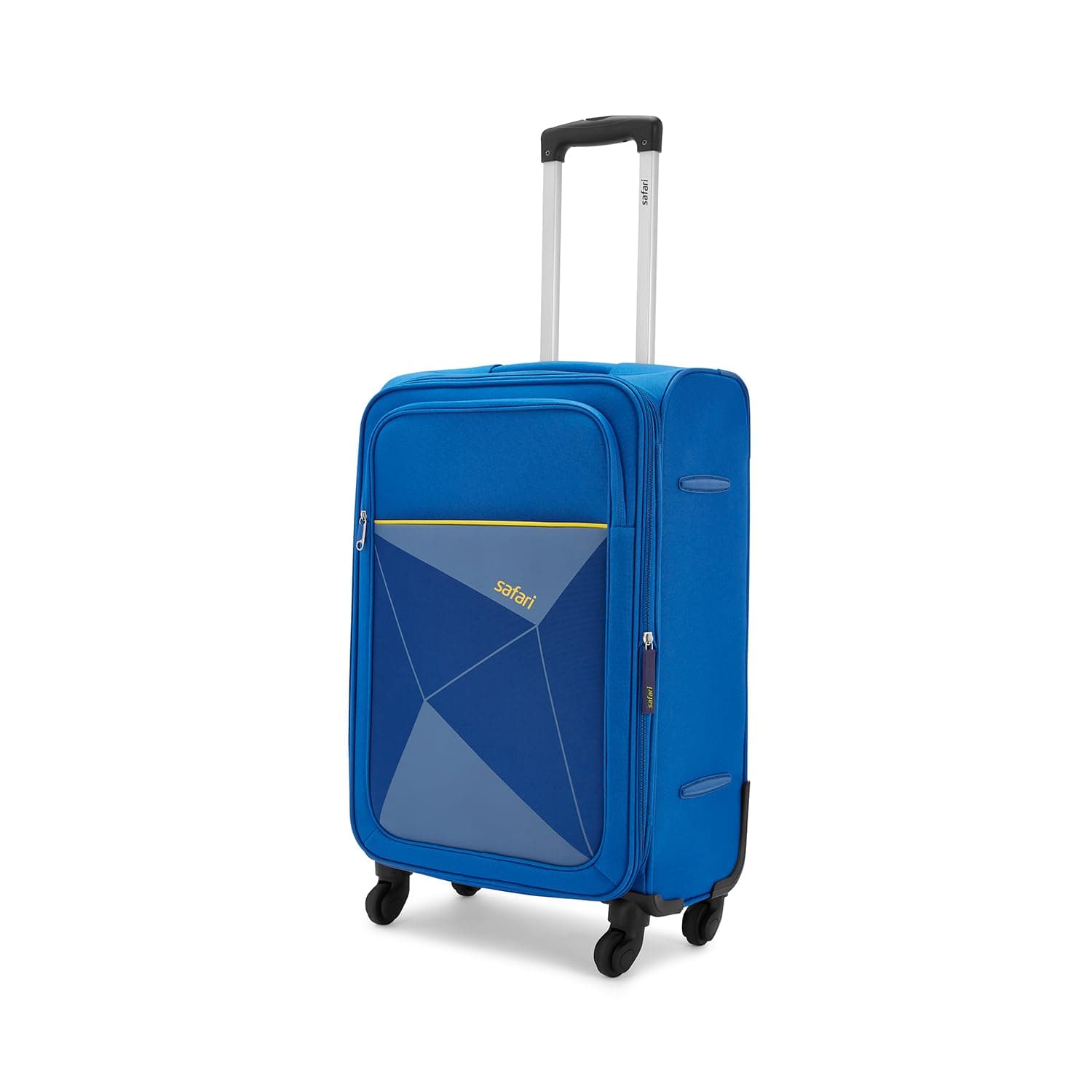 Prisma Check-in Polyester Soft Sided 4 Spinner Wheels Luggage/Suitcase/Trolley Bag, Blue, M, Trolley Case
