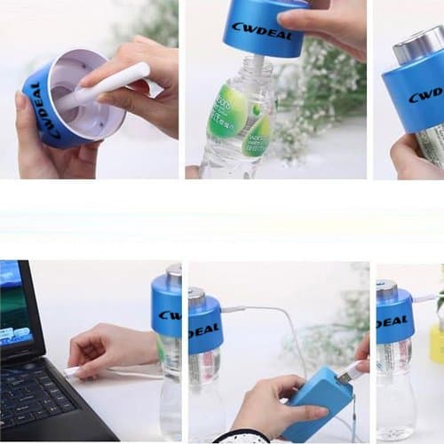 Cwdeal Water Bottele Cap Shape Air Humidifier Mist Diffuser w/ USB Cable for Home / Office+Free gift