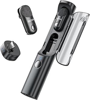 Magic Wireless Mini Microphones for iPhone 15-16/Android, 4 Form-in-1 Mic, 7g Lightweight, AI Noise Reduction, 48kHz/24bit, APP Control, 328ft Range, Microphone for Recording (Stand not included)