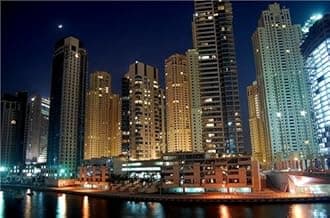 ConversationPrints DUBAI SKYLINE AT NIGHT GLOSSY POSTER PICTURE PHOTO uae arab emirates lights