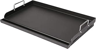 63 x 41cm Universal Griddle Plancha for Gas Grills, Universal Griddle Plate for Gas Hob, Nonstick Coating Large Rectangle Griddle Gas Stove Top with Removable Handles for Charcoal/Gas Grills