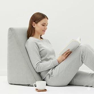 Wakefit Memory Foam Wedge Pillow | Helps Reduce Acid Reflux, Snoring & Back Discomfort | Soft Washable Cover | Multi-Use Support | Light Grey