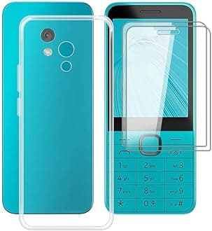 Phone Case for Nokia 235 4G 2024 (2.8") with 2 X Tempered Glass Film, Clear [Anti-Scratch X Shockproof] Soft TPU Bumper Protective Cover for Nokia 235 4G 2024 - Transparent