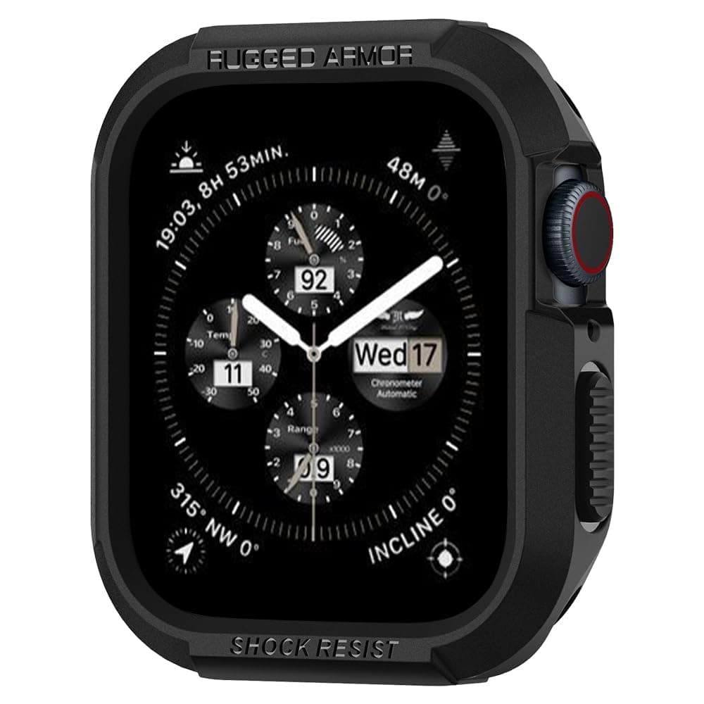 Rugged Armor Designed for Apple Watch Case Series SE3/9/8/SE2/7/6/SE/5/4 45mm/44mm Durable TPU Cover - Black