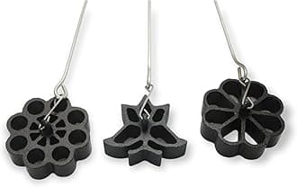 Achu Murukku Maker Stainless Steel Nonstick, Achappam Making Making Frame with Cool Handle, Ideal for Making Three Unique Shapes of Rose Cookies - Set of 3 (Black)