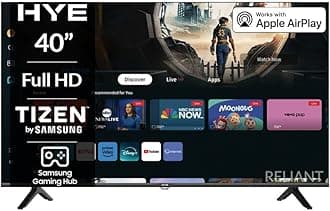 HYE TV - Smart TV, 40" Screen Size, Full HD Resolution, Samsung Tizen OS & Gaming Hub, Versatile Connectivity, Perfect For Streaming, Black, Gaming & Entertainment - 40FHDS1008