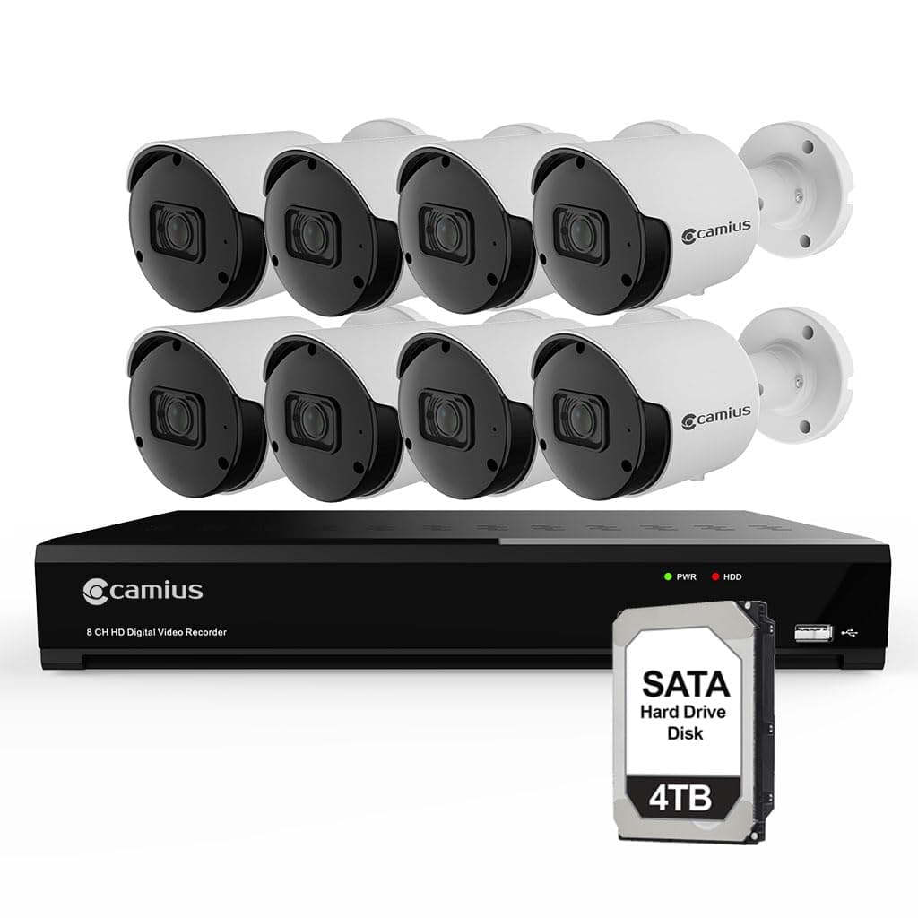 4K 8 Channel Security DVR with 8pcs 8MP Outdoor Analog Cameras for Home Security and Business, 24/7 Recording Cameras | 3TB Hard Drive, Phone app (Cables not Included)