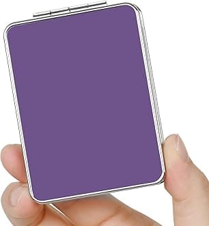 Pocket Mirror, Small Travel Mirror with Magnification, Portable Double-Sided Magnifying Cosmetic Mirror for Daily (Purple)
