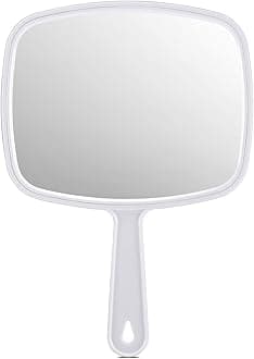 Large White Hand Mirror