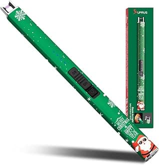 Electric Lighter Arc Windproof Flameless USB Rechargeable Lighter with Safety Lock for Candle BBQ Camping (Christmas Green)