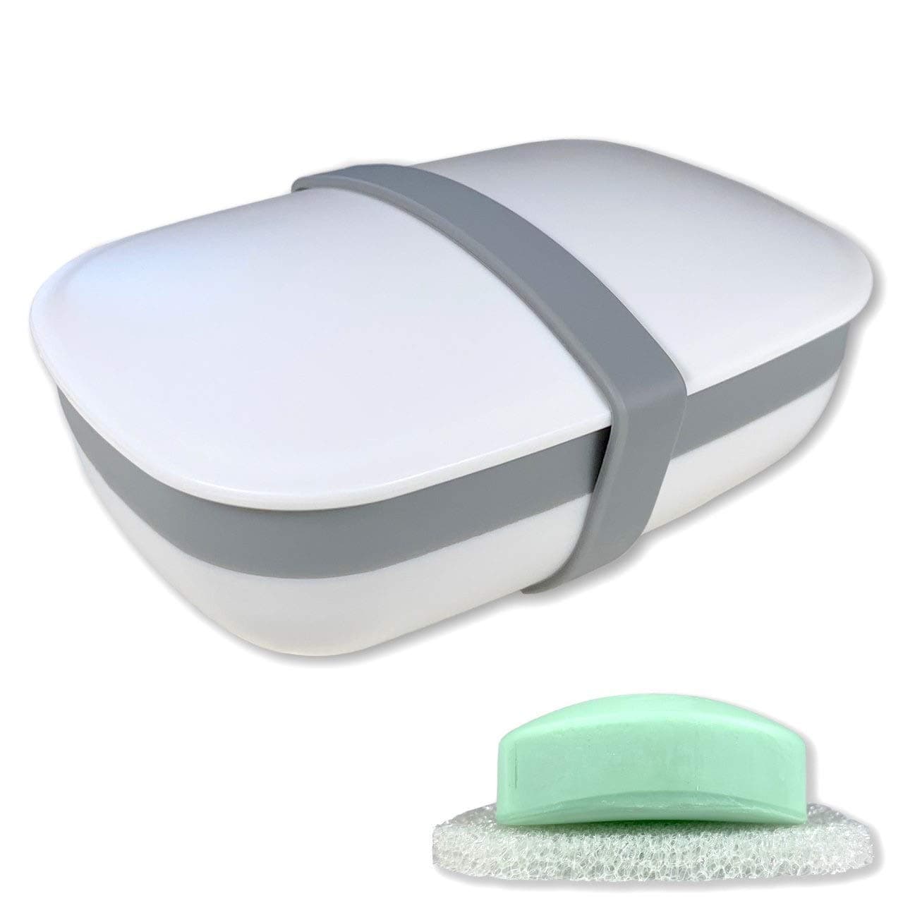 Travel Soap Box,soap Bar Holder Dish Container Case with Sponge saver Drain&Silicone Band,Strong Sealing,Leak Proof,Portable,Best for Bathroom,Shower,Gym,School,Camping,Hiking,Vacation,Outdoor