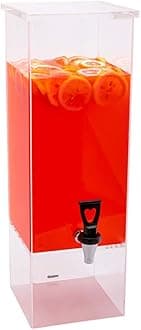 Restaurantware Bev Tek 2 Gallon Beverage Dispenser 1 Square Drink Dispenser For Parties - Clear Geo Base Easy-To-Use Spigot Clear Acrylic Drink Dispenser With Stand Serve Tea Water or Juice