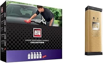Autoglym Luxury Bodywork And Wheels Collection, 6pc Car Cleaning Kit, Car Cleaning Gift Set, Black & Hi-Tech Aqua-Dry Chamois - Super Absorbent Hard Wearing Synthetic Leather Chamois