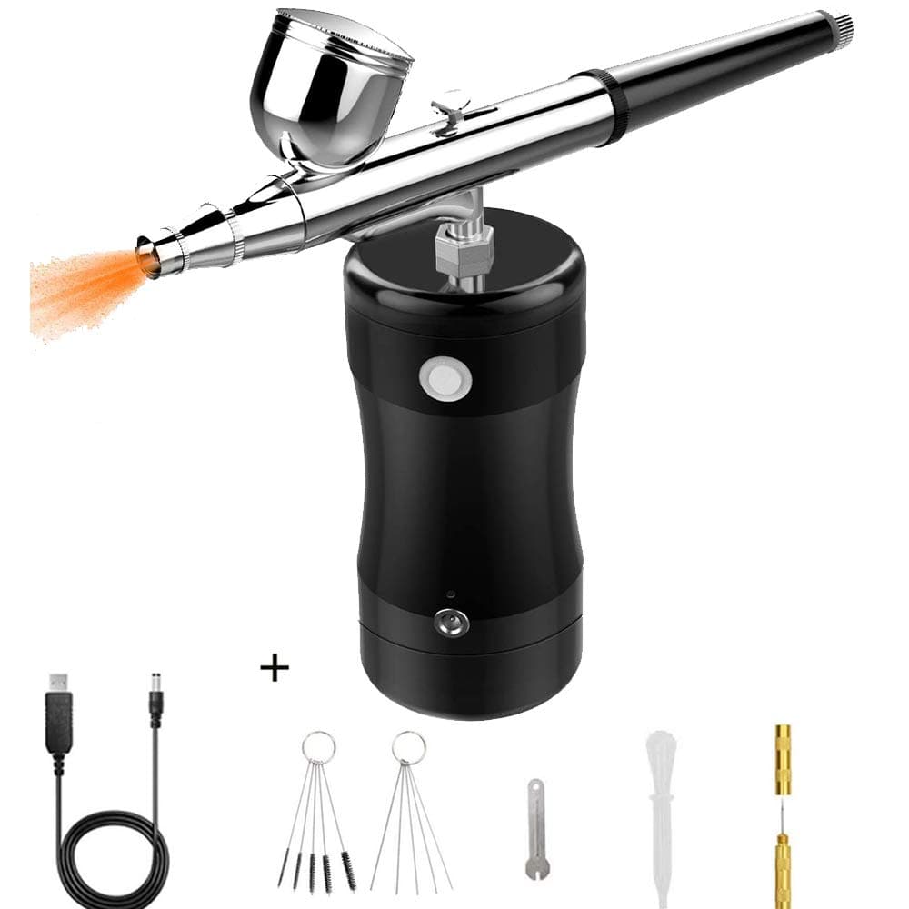 Airbrush Kit, Rechargeable Handle Mini Airbrush Compressor Portable Auto Art Paint Air Brush Spray Gun for Makeup, Cookies, Cake, Art Nail, Tattoo, Face, Shoes, Model Painting