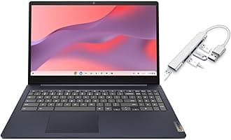 Lenovo IdeaPad 3i Chromebook 15.6” FHD Display | Intel Celeron N4500 | Intel UHD Graphics | HDMI | Abyss Blue | 8GB RAM | 64GB SSD | Chrome OS | Bundle with USB 3.0 Hub